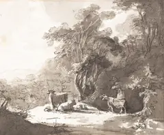 Cattle in a Landscape by Thomas Gainsborough, pencil with grey wash, sold Apr 2025