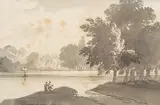 Turnham Green by Lady Farnborough Amelia Long, pencil and grey washes on paper, sold Apr 2025