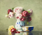 Isidore Rosenstock, Still Life of Roses and a Sevres Bowl, watercolour