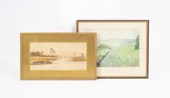 Frederick Gordon Fraser, Riverside Landscape, watercolour