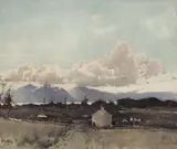 Albert Gordon Thomas, Rural Landscape with Cottage to Foreground, watercolour