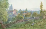 William Henry James Boot, A Girl and a Rabbit in a Landscape, watercolour