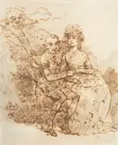 Thomas Rowlandson, The Proposal, pen and brown ink with brown wash