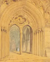 John Coney, Western Doorway, Wells Cathedral, watercolour
