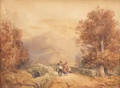 David Cox Senior, Bridge over Coniston Water, watercolour
