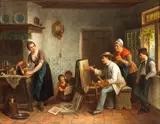Jan Jacobus Matthijs Damschröder, The Art Class, oil on canvas
