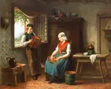 Jan Jacobus Matthijs Damschröder, The Accordion Player, oil on canvas