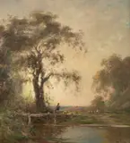 Louis-Henri Foreau, Rural Landscape, oil on canvas