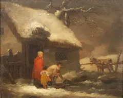 George Morland, A Pair of Rural Landscapes, oil on panel