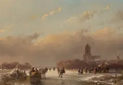 Andreas Schelfhout, Winter Landscape, oil on board