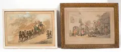 Thomas Rowlandson, Coaching Scene, etching in colours