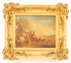 Carel van Falens, Horsemen by an Encampment, oil on panel