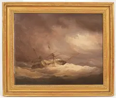 Thomas Luny, Barque in a Storm, oil on canvas