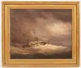 Thomas Luny, Barque in a Storm, oil on canvas