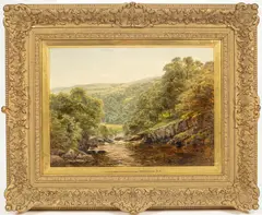 Benjamin Williams Leader, Looking Down a Welsh River, oil on board