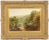 Benjamin Williams Leader, Looking Down a Welsh River, oil on board