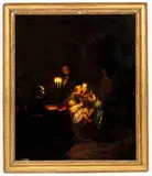 Johannes Rosierse, Family in a Candlelit Interior, oil on panel