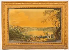 An Italian Lake Landscape by Jacob Philipp Hackert, watercolour and bodycolour, sold Jun 2024