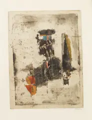 Abstract Composition by Johnny Friedlaender, etching and aquatint, sold May 2024