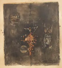 Abstract Composition by Johnny Friedlaender, etching and aquatint, sold May 2024