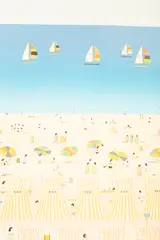 Francois Ledan, Beach Scene, lithograph in colours
