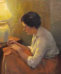 Charles William Farley, The Manicure, oil on canvas