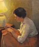 Charles William Farley, The Manicure, oil on canvas