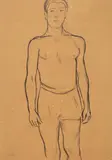 Edward Wolfe, Study of a Fisherman, charcoal on brown paper