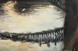 Diarmuid Boyd, Ha'penny Bridge, Dublin, oil on board