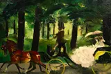 Doris Zinkeisen, Ladies in a Carriage, oil on canvas