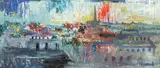 Lawrence James Isherwood, Wigan Skyline, oil on board
