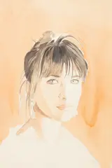 Anthony Palliser, Portrait of Isabelle Adjani, watercolour