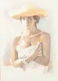 Anthony Palliser, Sabine in her Sombrero, watercolour