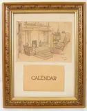 William George Simmonds, Sitting Room Study, pen and ink with watercolour