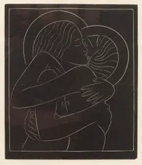 Divine Lovers I by Eric Gill, woodcut, sold May 2024