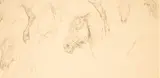 Henry William Banks Davis, Study of Horses' Head and Legs, charcoal