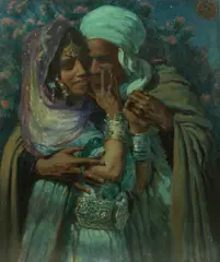 Etienne Alphonse Dinet, Esclave d'amour et lumiere des yeux, oil on canvas board