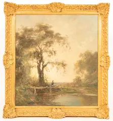 Louis-Henri Foreau, Rural Landscape, oil on canvas