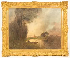 Lucien Frank, Rural Landscape, oil on canvas