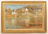 Marie-Louise Pichot, Continental Townscape, oil on canvas