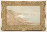 Beach Scene by Emilie Mediz-Pelikan, oil on canvas, sold Jul 2024