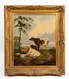 Thomas Sidney Cooper, Cattle and Sheep in a Landscape, oil on canvas