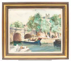 Canal in Hague by Francis Russell Flint, oil on canvas, sold Jul 2024