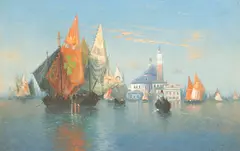 View of San Giorgio Maggiore, Venice by Karl Eugen Felix, oil on canvas, sold Jul 2024