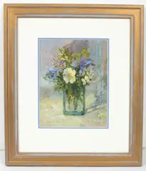 Salliann Putman, Still Life with Vase of Flowers, watercolour and gouache