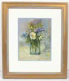 Salliann Putman, Still Life with Vase of Flowers, watercolour and gouache