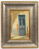 William Birnie, Sunlit Door, oil on board