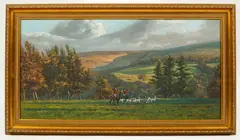 Fox Hunting Scene by Donald Ayres, oil on canvas, sold Jul 2024