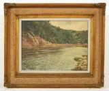 William E. Barrington-Browne, The Rock Pool: Bray Water, River Spey, oil on canvas