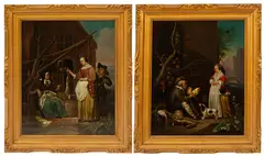 Gabriel Metsu, The Poultry Seller and The Game Seller, oil on white metal